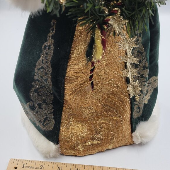 Old World 15" Santa Tree Topper Green Gold Robe with Wreath - Picture 10 of 11